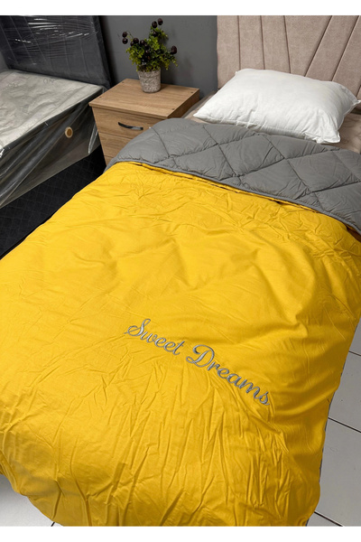 Clasy Satin 100% Cotton Ranforce Single Quilt Sweet Dreams V3 Yellow-Gray