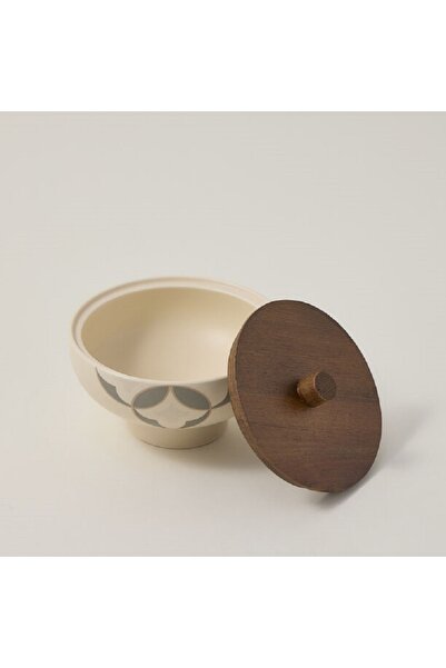 Dallaty off white porcelain date bowl with lid 14.3*14.3*10.2 cm