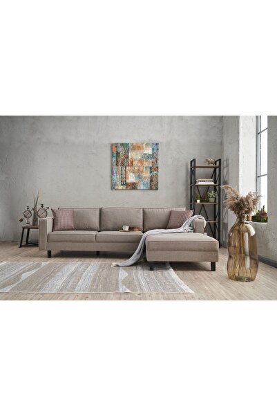 Rabi Kale Serisi L Köşe Koltuk Keten Krem Sağ