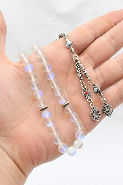 Prestige Natural Quartz Stone 33-Bead Rosary with Metal Tassel 8mm Sphere Cut 902238