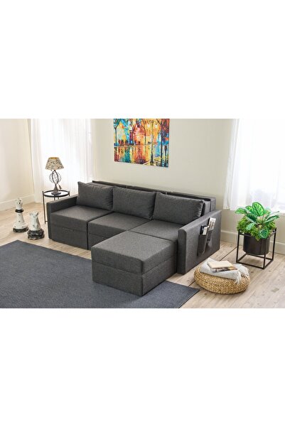 Rabi Saros Yataklı Sandıklı Sağ/Sol Köşe Antrasit