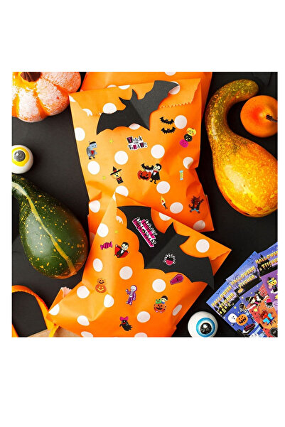 LEMESO Set 8 coli cu autocolante tematica Halloween Lemeso, dimensiune coala 22 x 9.5 cm, plastic