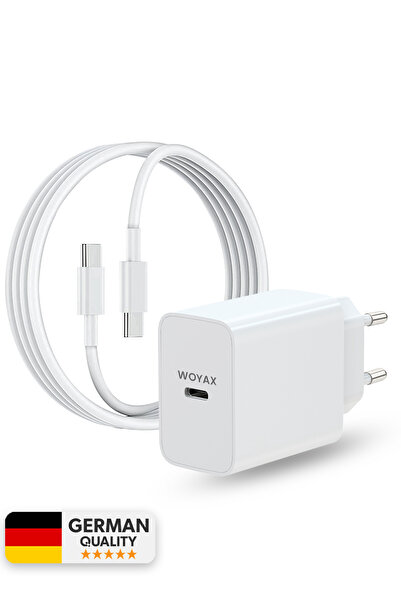 woyax Hızlı Şarj Aleti 45W Type-C Kablo Beyaz Android / iPhone / Tablet