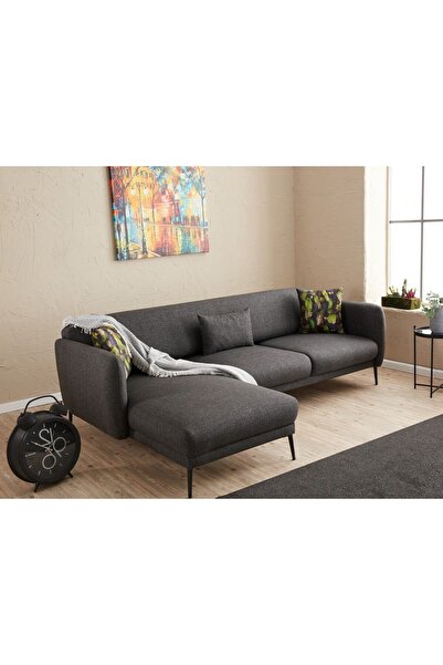 Rabi Venüs Yataklı Köşe Koltuk Antrasit Sol