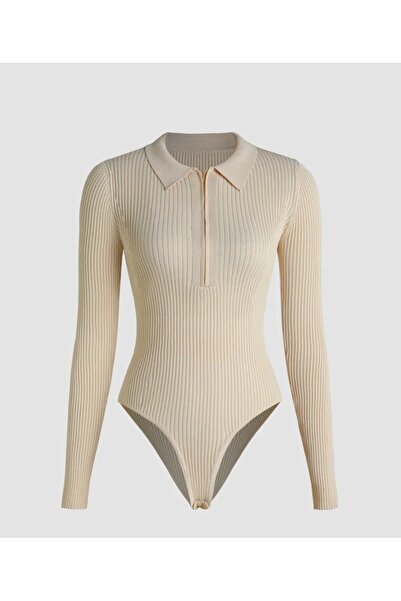 ARDSU CIDER Fermuarlı Polo Yaka, Citcitli Ribanali Body