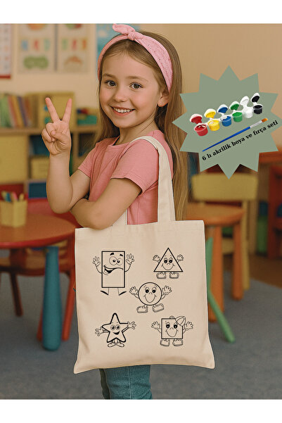 Cemira Painting Set Shapes Painting Bag Square 35*40 Raw Cloth Bag Painting Kindergarten Children Activity Painting