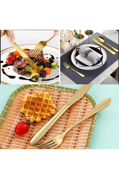 PUFO Set of 6 Simple forks for coffee, tea, dessert, gold, 14 cm
