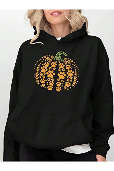 Velostra سترة نسائية بقلنسوة مطبوعة بنقش اليقطين وثلاثة خيوط داخلية