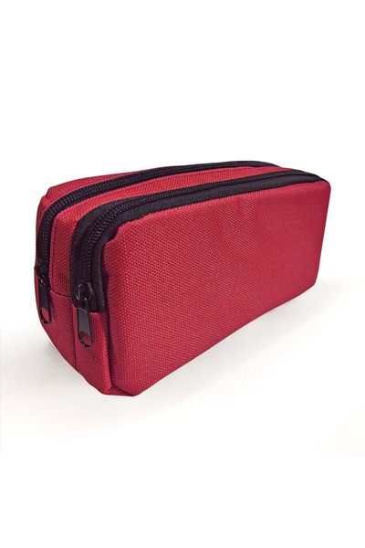 Limmy Red Pencil Case (Two Compartments) Double Compartment Pen Holder