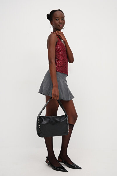 Addax Geantă cu detalii cu capse și ochiuri de păsări Ç1044