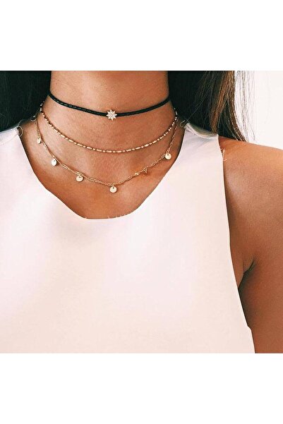 Pursehuit Set de 3 coliere, aur, cu monede și pietre, Maia C11