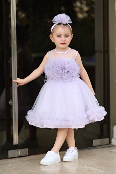 MİSS RAİN ÖN BÜZGÜLÜ FIRFIRLI ETEK UCU FIRFIR A KESİM KIZ ÇOCUK ABİYE ELBİSE