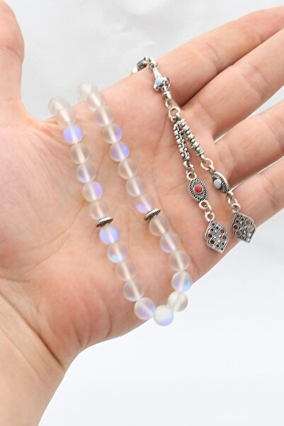 Prestige Natural Quartz Stone 33-Bead Rosary with Metal Tassel 8mm Sphere Cut 902238