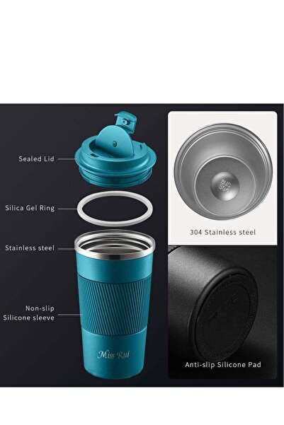 Alcoach كوب قهوة معزول للسفر، سعة 350 مل، كوب قهوة قابل لإعادة الاستخدام مصنوع من الفولاذ المقاوم للصدأ