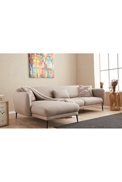 Rabi Venüs Yataklı Köşe Koltuk Krem Sol