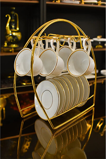 Wirewel Gold Kaplama 6'lı Fincan Askısı, Altın Renk Kahve Fincanı Askılığı St...
