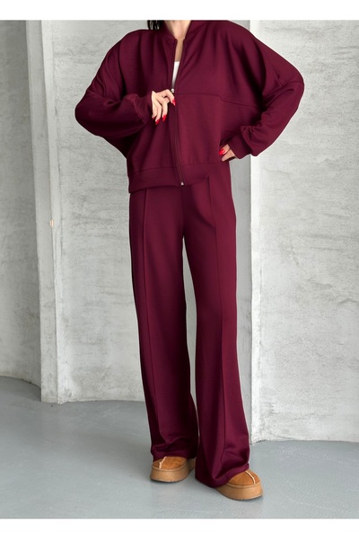 ezber moda طقم رياضي نسائي من قماش المودال بسحاب