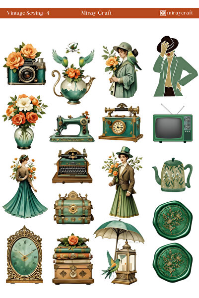 MirayDesign 1 komad vintage nalepnice sa temom šivanja, 12*17 cm, za albume, ...