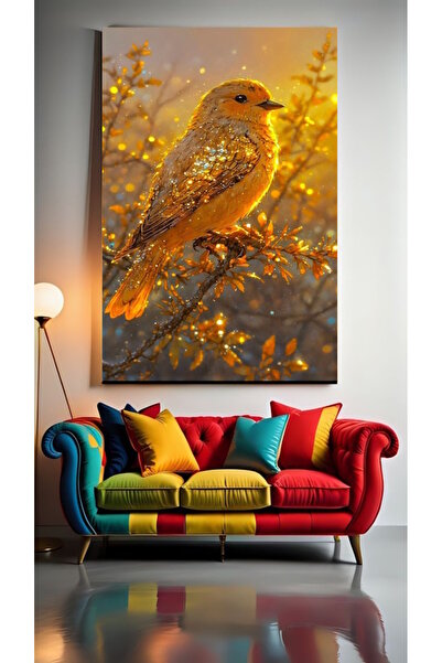 özkacar ALTIN PARILTILI SERÇE Ev Duvar Salon Güzellik Salonu Ofis Dükkan Dekarasyon Kanvas Tablo