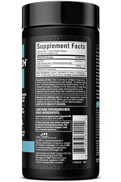 MUSCLETECH Clear Muscle HMB Free Acid Highest Grade HMB Supports Muscle Strength & Recovery with 100