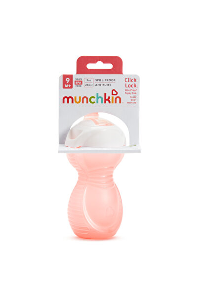 Munchkin Click Lock ™   Bite-Resistant Sippy Cup |   9 Months+ |   296 ml | Pink |   Leak-Proof | Bpa Free