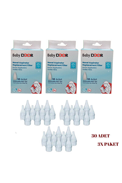 babydoor 3'Lü Paket Nasal Burun Aspiratöru Tek Kullanımlık Filtreli Yedek Uç 30 Adet (3PK*10)