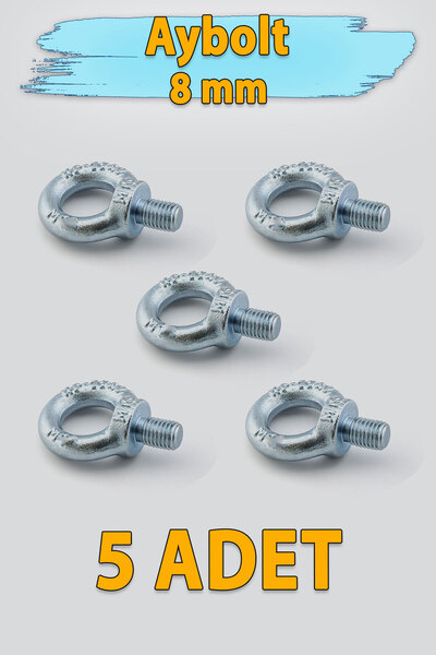 Badem10 Aybolt 8 mm 5 ADET Halka Civata Metal Askı Civatası Paslanmaz Çelik M...