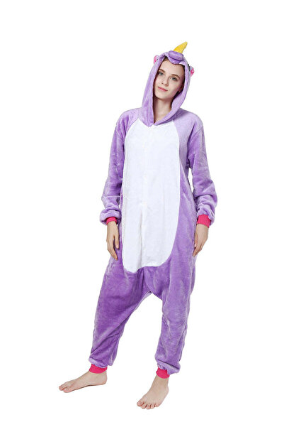 WildFashion Pijama pufoasa tip salopeta kigurumi, model UNICORN, PJM43-10