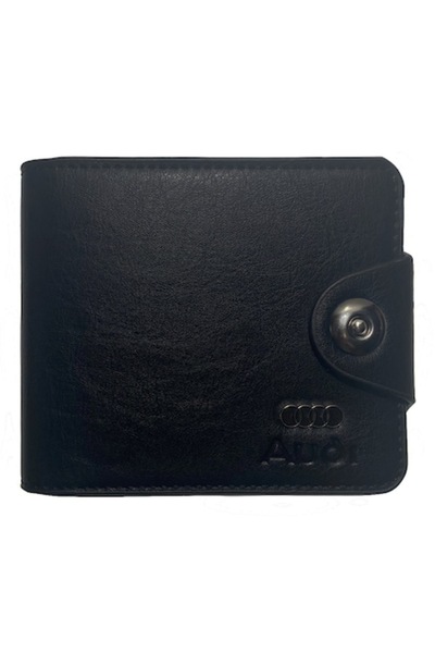 OEM Men's Wallet Made of Eco-Leather, Audi Model, Magnetic Clasp Closure, Black