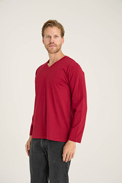KLY Men's V-Neck Long Sleeve T-Shirt Stylish Design