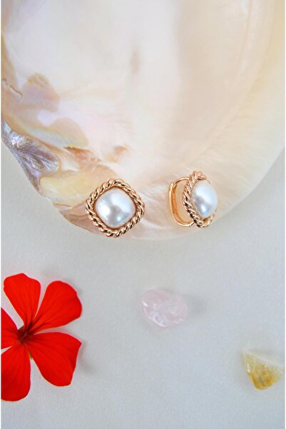 Sacce Scarves&Accessories Vintage Kare Model İnci Küpe Halka Dayanıklı