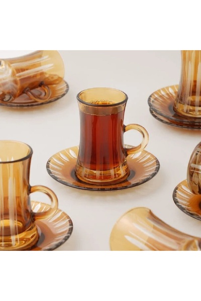 Dallaty 12pcs glass tea set, brown