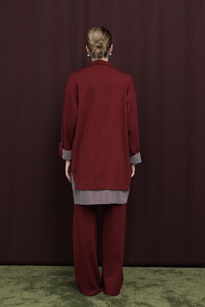 Puane Women's Garni Detailed Suit - 14383Tks - Burgundy