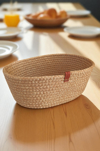 Bervace Home Bervace Wicker Jute Look Decorative Bread Basket – Natural Tableware Elegance