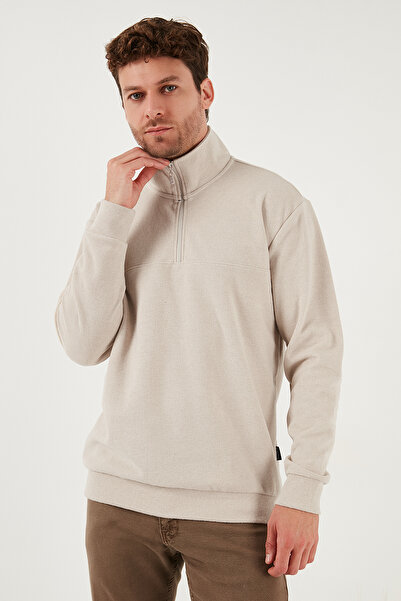 Buratti Ανδρικό πουλόβερ ψηλός λαιμός από βαμβακερό πουλόβερ με μισό φερμουάρ 456112