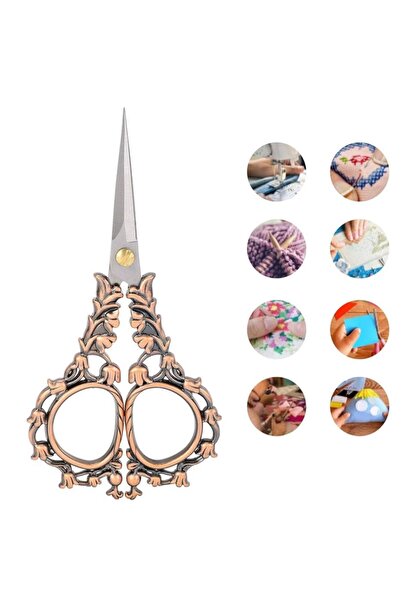 iğne izi Promise Scissors, Ribbon Opening Special Occasion Ceremony Sewing Embroidery Scissors Antique Copper