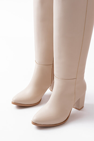 MİSSOLLES FERMUAR DETAYLI BEJ KADIN ÇİZME