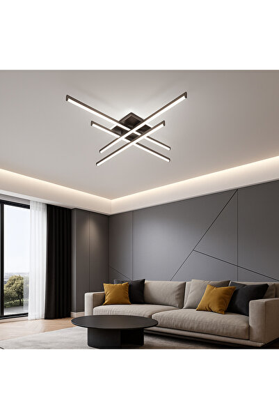 RFAN LED Chandelier, Model FX60332-4L+1, with Remote Control, 3 Light Types, 69W, Brown