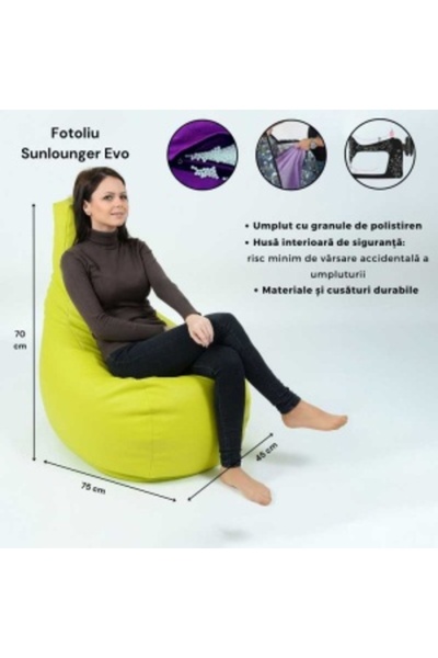 Pufrelax Fotoliu tip Scaun Sunlounger EVO, Material Piele ecologica - Nude