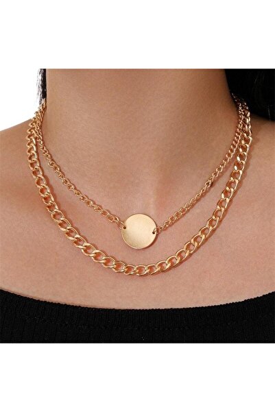 Pursehuit Κολιέ 2 στρώσεων, χρυσό, με νόμισμα, Malvina C11