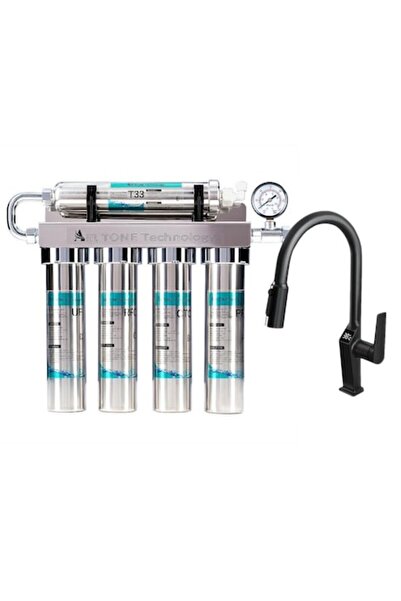 Air Tone Technology Filtru de apă, 5 etape de filtrare, 0,01 microni, negru mat