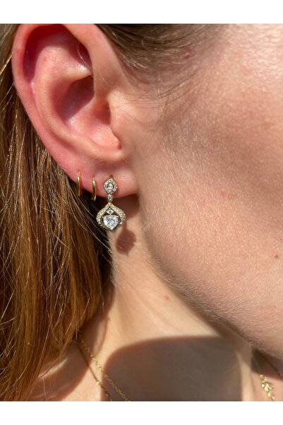 Hora Mücevher İşçilikli Premium Kararmaz Gold Küpe