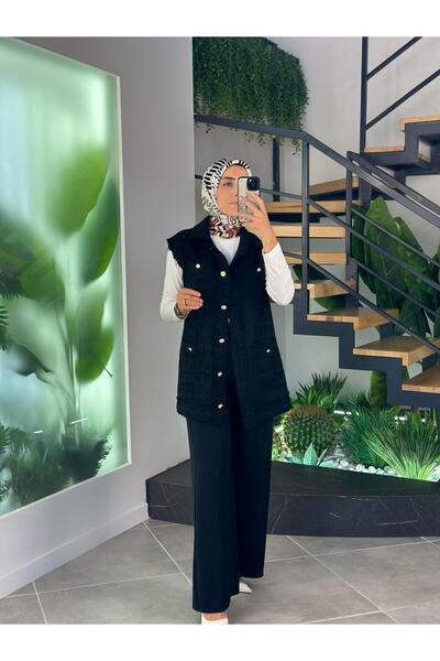 Armine Trend Cepli Tüvit Yelek 25KT516 Siyah