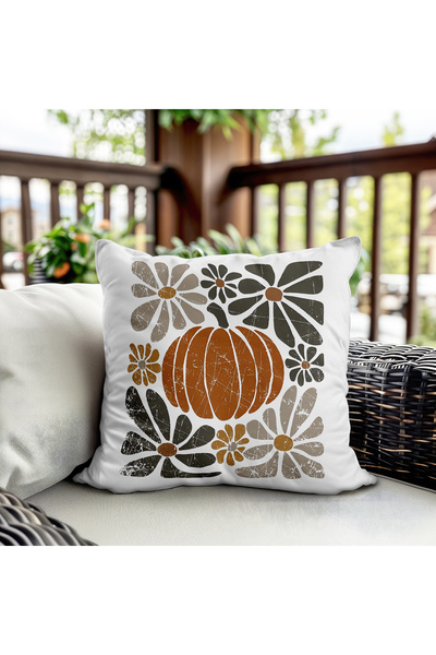 Evmila Двустранно отпечатана кадифена тъкан с есенен мотив и тиква за калъф з...