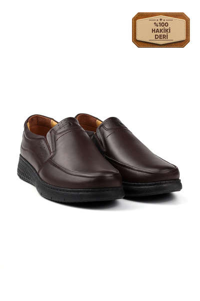 KAJILA Men's Brown Genuine Leather Shoes, Orthopedic Sole Loafer Shoes Soft Seasonal Winter Casual Shoes