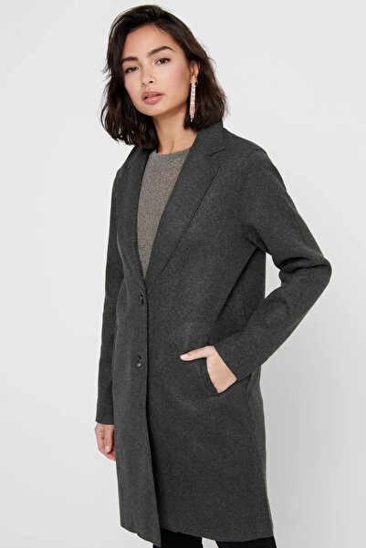 ONLY Women's Onlcarrıe Double Pocket Buttoned Coat 15213300 Dark Gray