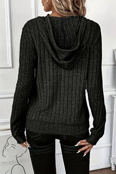 Mossta Long Sleeve Lace-Up Ruched Camisole Blouse - Black