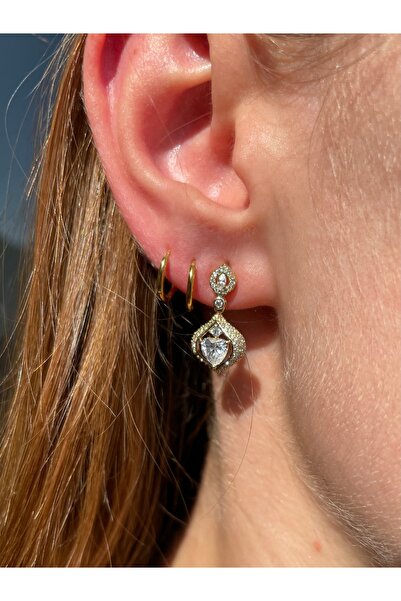 Hora Mücevher İşçilikli Premium Kararmaz Gold Küpe