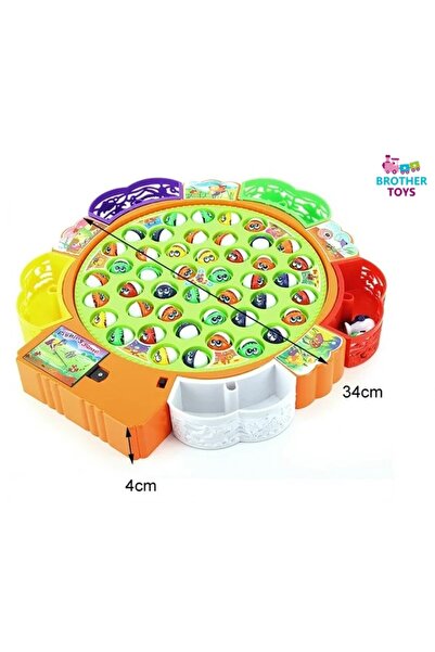 Brother Toys Dev Boy Pilli Müzikli Balık Tutma Yakalama Oyunu 45 Balık 5 Olta Hareketli 35 Cm.