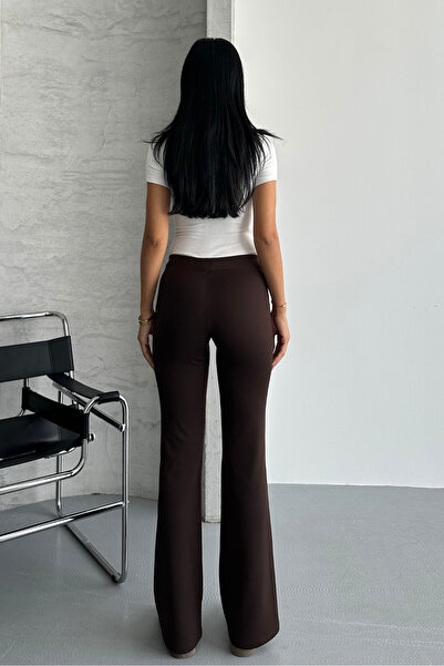 macharel jeans Γυναικείο παντελόνι από ύφασμα Modal με ραφές με ισπανικό πόδι